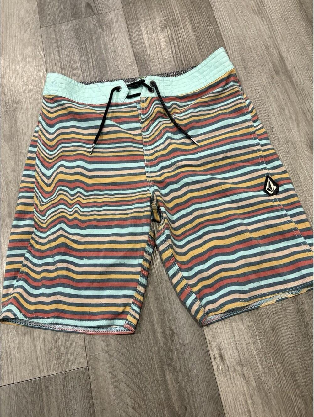 Volcom Board Shorts Mens 28 Blue Marble Mod Tech Swim Trunks Baggies Surf